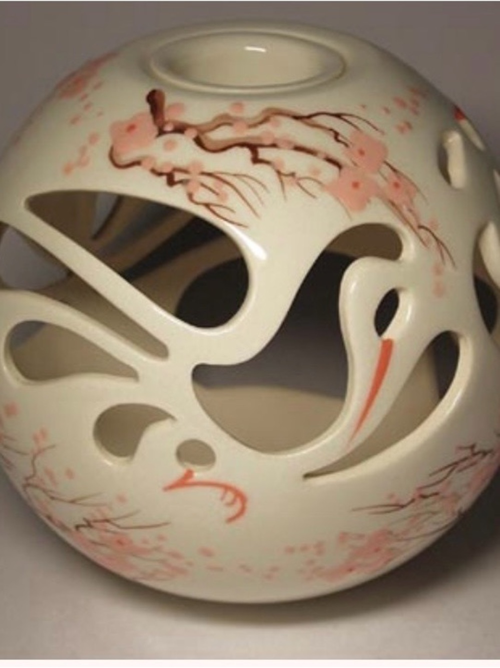 Hand-Painted Cream Ceramic Decorative Lantern